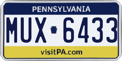 PA license plate MUX6433