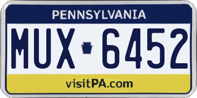 PA license plate MUX6452