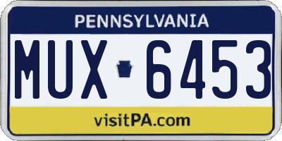 PA license plate MUX6453