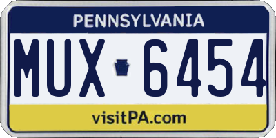 PA license plate MUX6454