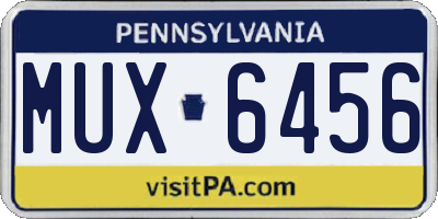 PA license plate MUX6456
