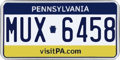 PA license plate MUX6458