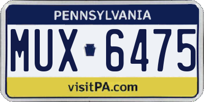 PA license plate MUX6475