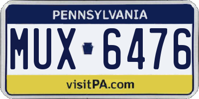 PA license plate MUX6476