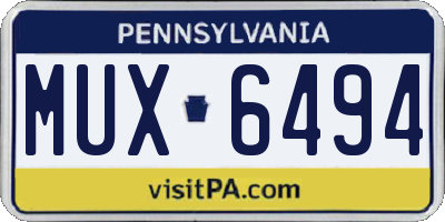 PA license plate MUX6494