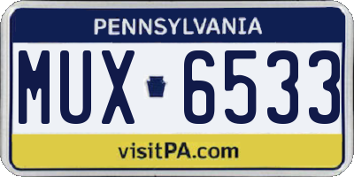PA license plate MUX6533