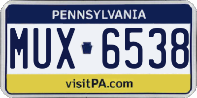 PA license plate MUX6538