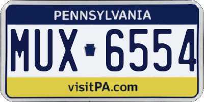 PA license plate MUX6554