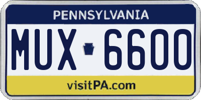 PA license plate MUX6600