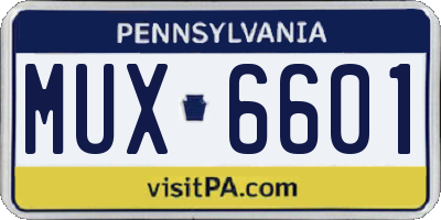 PA license plate MUX6601
