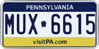 PA license plate MUX6615