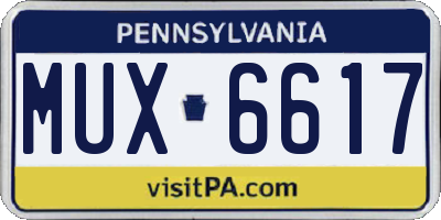 PA license plate MUX6617