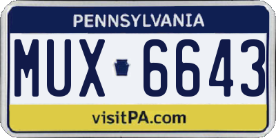 PA license plate MUX6643