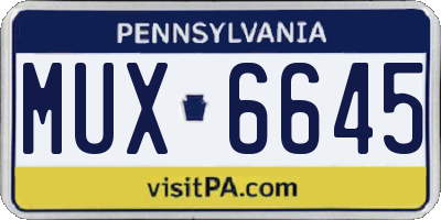 PA license plate MUX6645