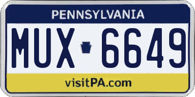 PA license plate MUX6649