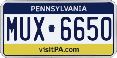 PA license plate MUX6650