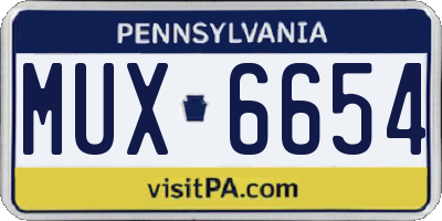 PA license plate MUX6654