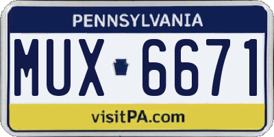 PA license plate MUX6671