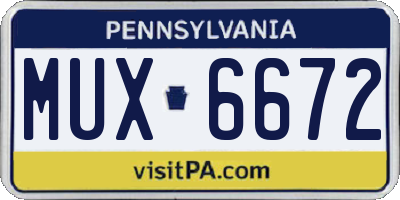 PA license plate MUX6672