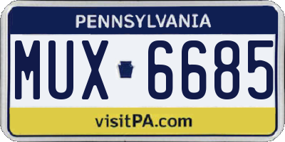 PA license plate MUX6685