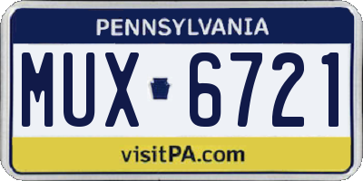 PA license plate MUX6721