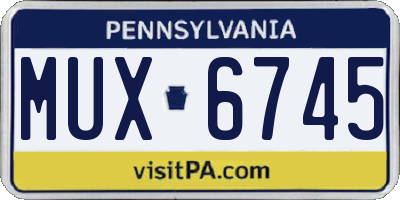 PA license plate MUX6745