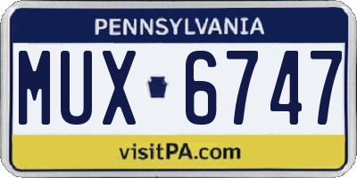 PA license plate MUX6747