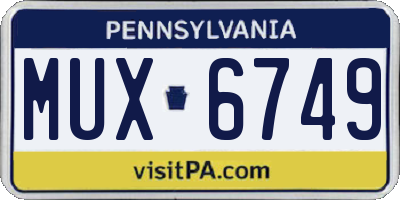 PA license plate MUX6749
