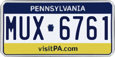 PA license plate MUX6761