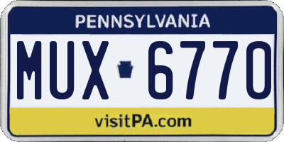PA license plate MUX6770