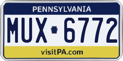 PA license plate MUX6772