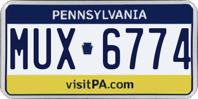 PA license plate MUX6774