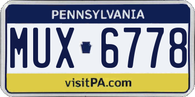 PA license plate MUX6778