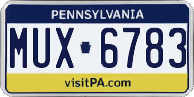 PA license plate MUX6783