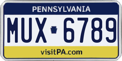 PA license plate MUX6789