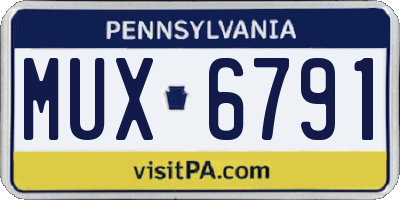 PA license plate MUX6791