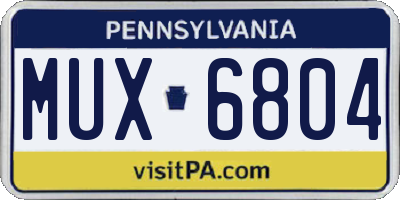 PA license plate MUX6804