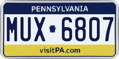 PA license plate MUX6807