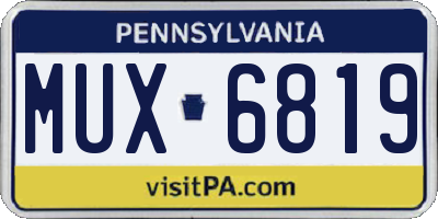PA license plate MUX6819