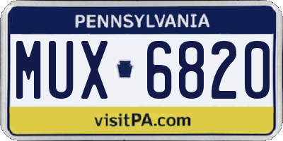 PA license plate MUX6820