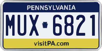PA license plate MUX6821