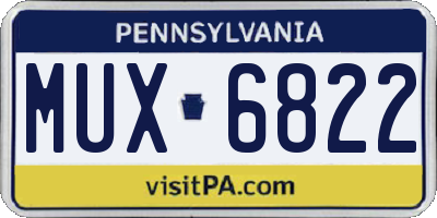 PA license plate MUX6822