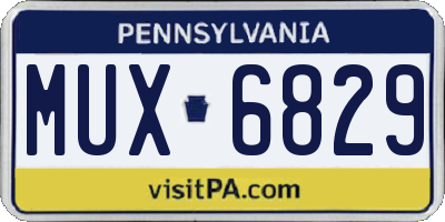 PA license plate MUX6829