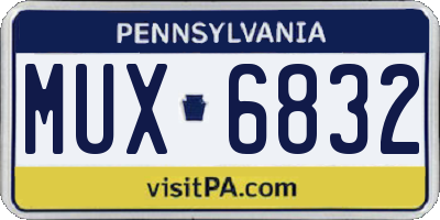 PA license plate MUX6832