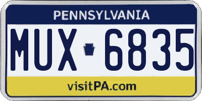 PA license plate MUX6835