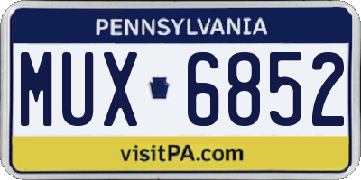 PA license plate MUX6852