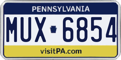 PA license plate MUX6854