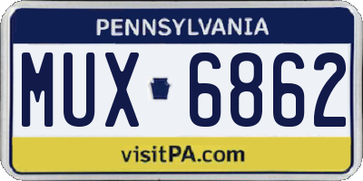 PA license plate MUX6862