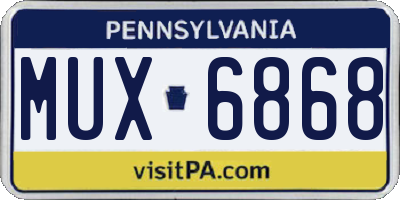 PA license plate MUX6868