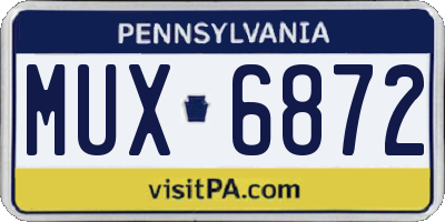 PA license plate MUX6872